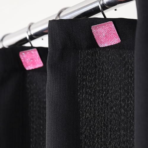 Pink Bling Shower Curtain Hooks - 12 Pcs Luxury Bathroom Rings