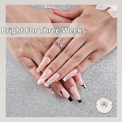 JODSONE Nail Art Gel Liner Set 2 Colors Black and White with Built-in Brush