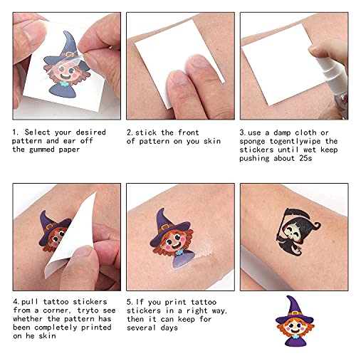 FINGOOO Halloween Temporary Tattoos for Kids - 120 Pcs Waterproof Party Favors