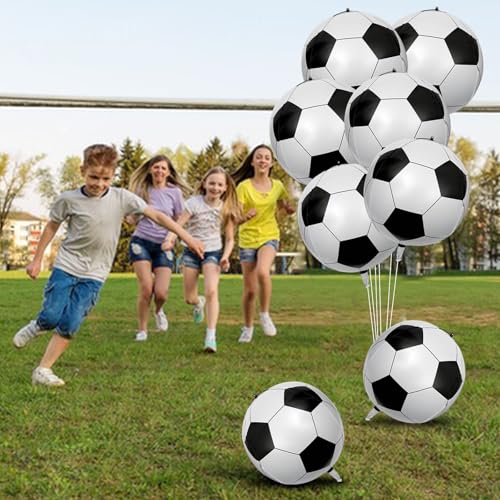 YiYou 8 Pack 22 Inch Soccer Foil Balloons - Realistic Football Mylar Party Decorations (Soccer Variant)