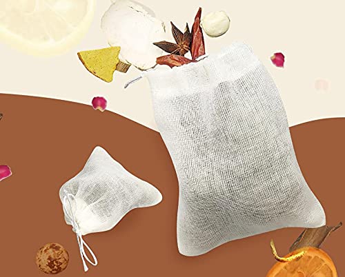 GIYOMI Natural Cotton Muslin Drawstring Bags - Reusable Soup Bags, 4x3 Inch