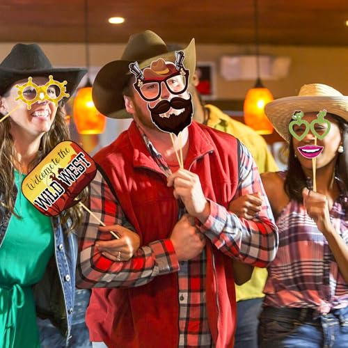 36 Cowboy Photo Booth Props for Western Theme Parties