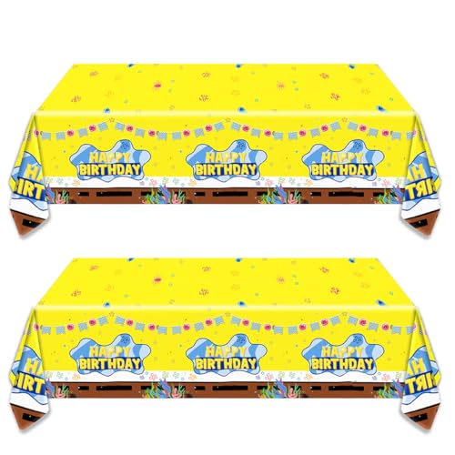 JU XIN Yellow Tablecloths for Birthday Parties | 2 Pcs, 70.8 x 42.5 Inch