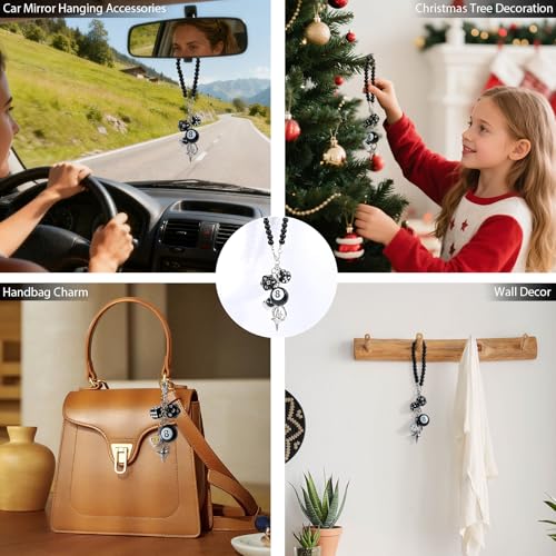 YGMONER 8 Ball Dice Car Mirror Accessory - Short Chain