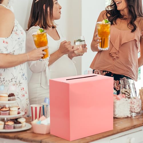 Pink Card Box for Weddings, Birthdays & Parties - 9x5x9 Inches