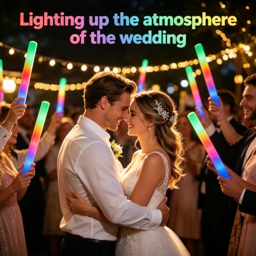 6 Pack LED Foam Glow Sticks with 3 Flash Modes for Parties Halloween Weddings