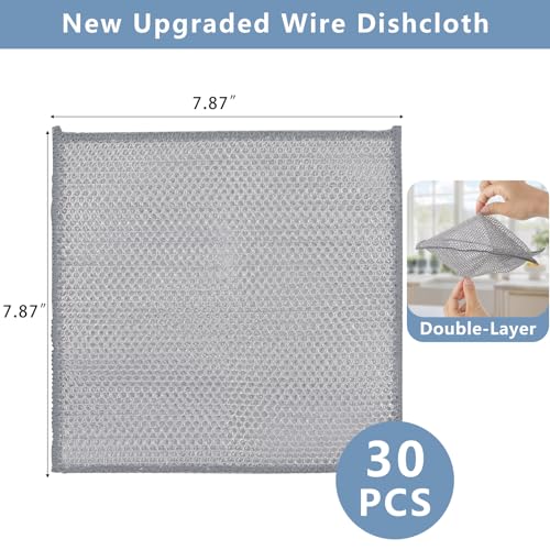 30Pcs Steel Wire Dishcloths for Kitchen Cleaning Non Scratch Reusable Cloths