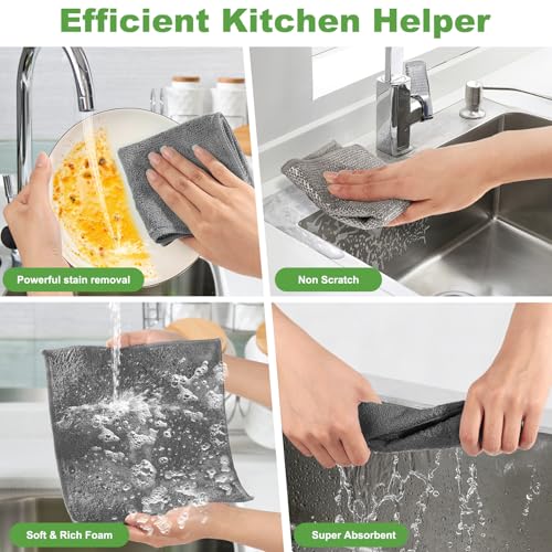 Jeymei Non-Scratch Wire Dishcloths - Multipurpose Cleaning Rags, 10-Pack