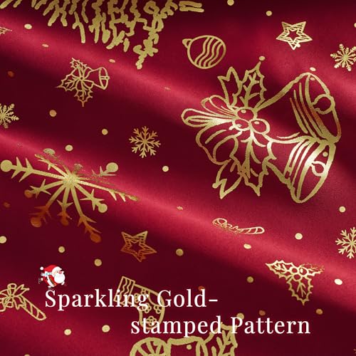 Red Christmas Blackout Curtains 63 Inch for Bedroom Living Room - Gold & Red / Pack of 2