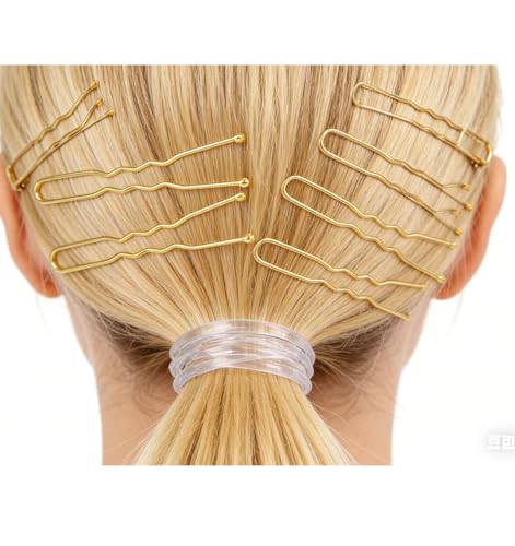 Yansanido Gold U-Shape Hairpin & Rubber Band Set - 300 Pcs