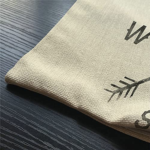 Smooffly 12x20 Inch Rustic Cotton Linen Pillow Cover - North South East West Arrows