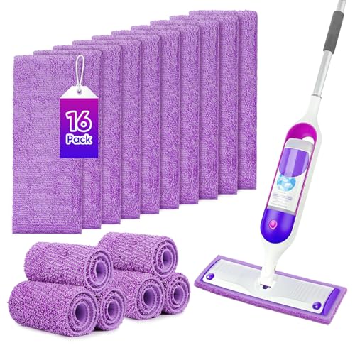 GLIMGLINT Reusable Microfiber Mop Pads for 13-15 Inch Spray Mops - 16 Pack