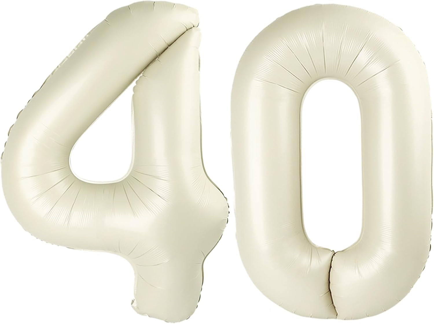 40-Inch Cream Number 40 Balloons - Large Foil Decorations for 40th Birthday & Engagement Celebrations
