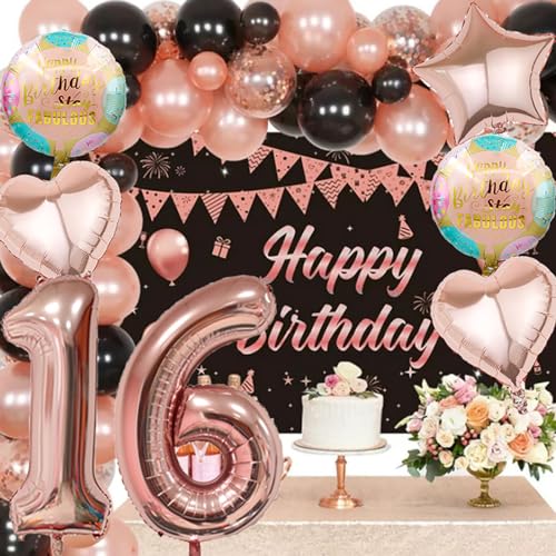 15th Birthday Decorations - 18 Pcs Rose Gold Balloon Set