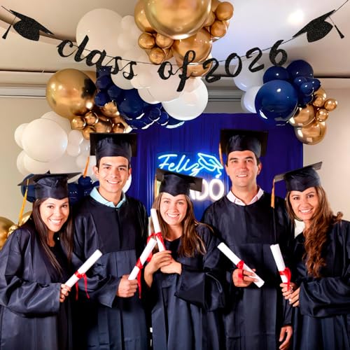 Class of 2026 Graduation Banner - Black Paper Party Decoration