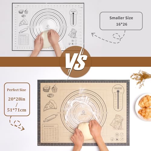 QUELLANCE Extra Large Silicone Baking Mat - 28x20 Inch Nonstick Gray
