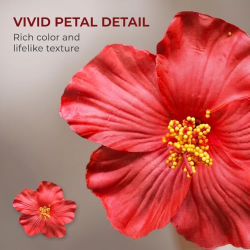 Sluswallow Red Hawaiian Flower Hair Clips 4-Pack - 8cm Plumeria Hair Accessories for Beach Wedding and Summer Party