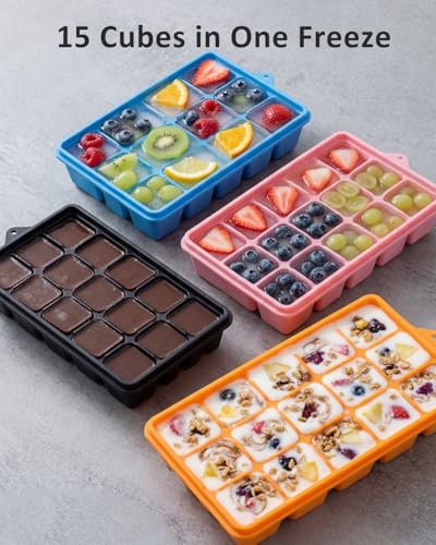 Silicone Ice Cube Trays with Lid - 2 Pack Stackable Molds