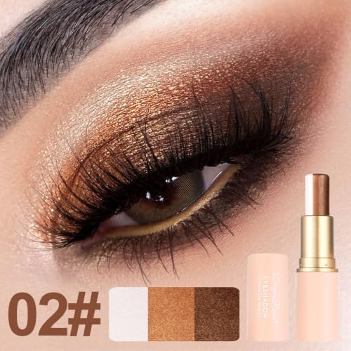 TEEROVA Glitter Eyeshadow Stick - Three-Tone Shimmer Gradient Eye Shadow Pen 02#