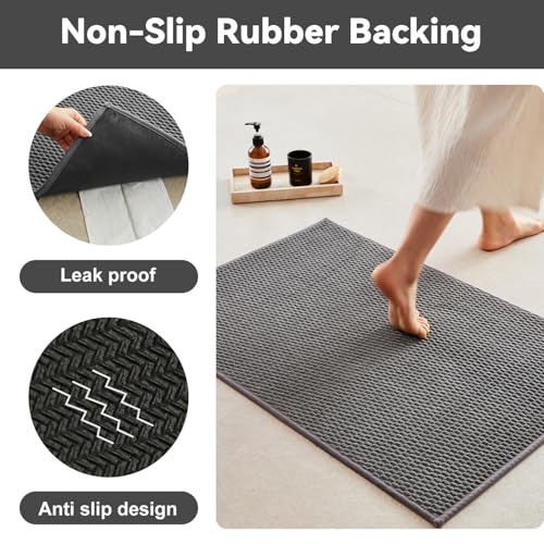 Triohero Non-Slip Bathroom Rug - Quick Dry, Super Absorbent, 12"x12"