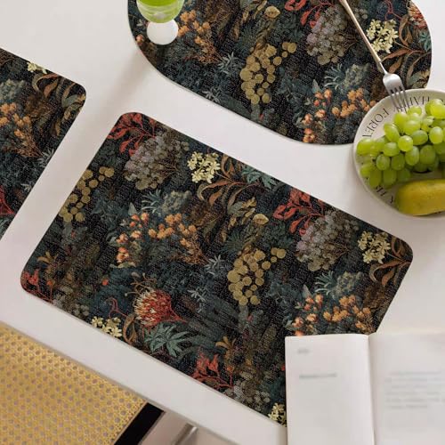 Vuacepe Vintage Floral Leaf Shelf Drawer Liner 11.8"W x 118.1"L Dark Leaf