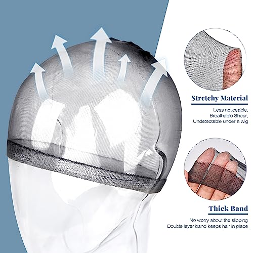 IKOCO Transparent HD Wig Caps for Women - 8 Pack Ultra Thin Nylon Stocking Cap