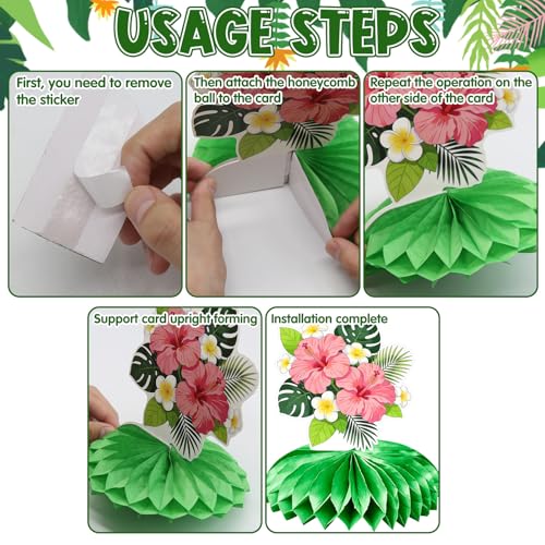 9Pcs Hawaiian Party Table Decorations, Tropical Honeycomb Centerpieces
