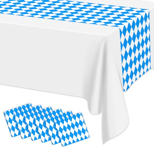 6-Pack Blue and White Checkered Oktoberfest Table Runners 14x108
