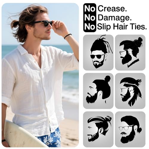 Brvlsoc Braided Black Hair Ties for Men - 10 Pack Strong Elastic Bands