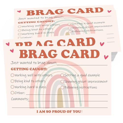 Boho Brag Cards - Classroom Incentive Cards for Students (50 PCS)