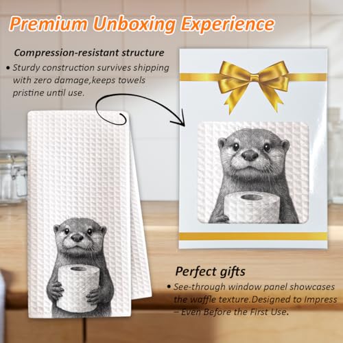 Cute Otter Hand Towels - Funny Kitchen & Bathroom Decor