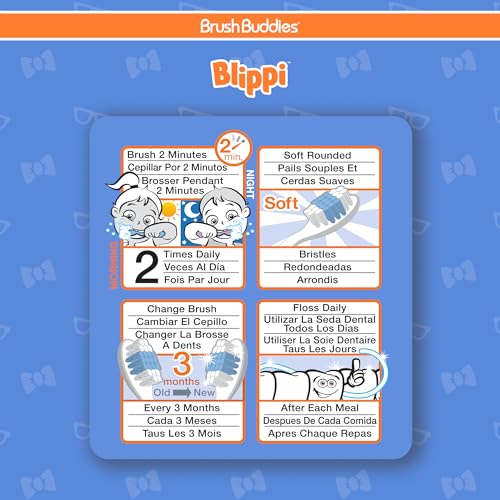 Brush Buddies Blippi Kids Toothbrush Set 6-Pack Soft Bristles for Toddlers