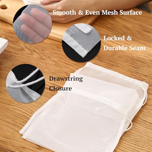Reusable Nut Milk Bag - 200 Mesh Nylon Filter for Juice & Brewing (2pcs)