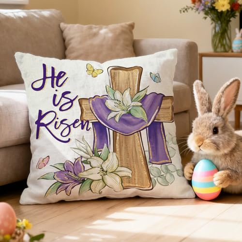 Easter Christian Decorative Throw Pillow Cover 16x16 Inches - Home Decor Accent