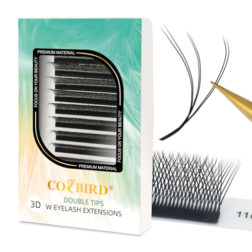 COZBIRD Double W Shape Premade Lash Fans 6D Volume Eyelash Extensions D Curl 0.07mm 12mm