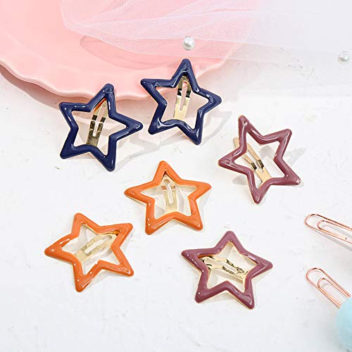Pinksee 12 Pcs Metal Star Snap Hair Clips Barrettes for Women Girls