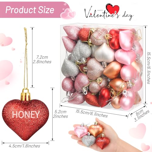 56PCS Heart Ornaments Set for Valentine's Day Decorations