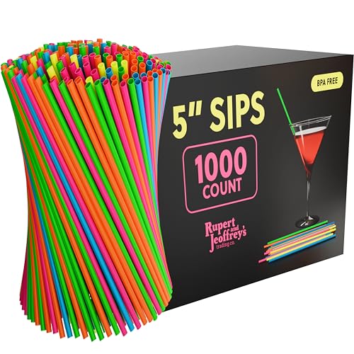 5 Inch Neon Coffee Stirrers & Cocktail Straws - 1000 Count