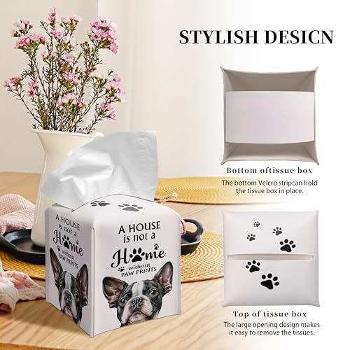 French Bulldog Tissue Box Cover - Square PU Leather Holder