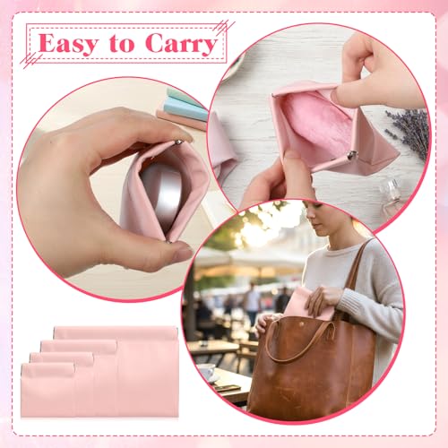 Larrel PU Leather Snap Small Pouches 4-Pack Pink Travel Purse Organizers