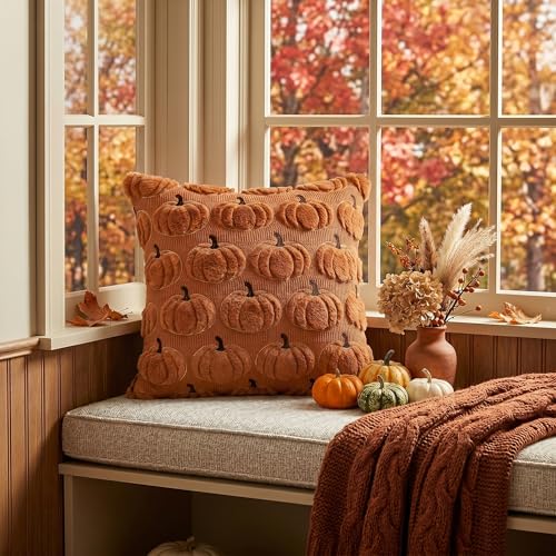 AVOIN colorlife Caramel Fall Throw Pillow Covers 18x18, Set of 2