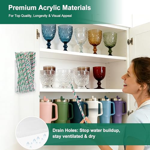 BERBAM Acrylic Straw Holder for Cabinet Doors, 2-Pack Transparent