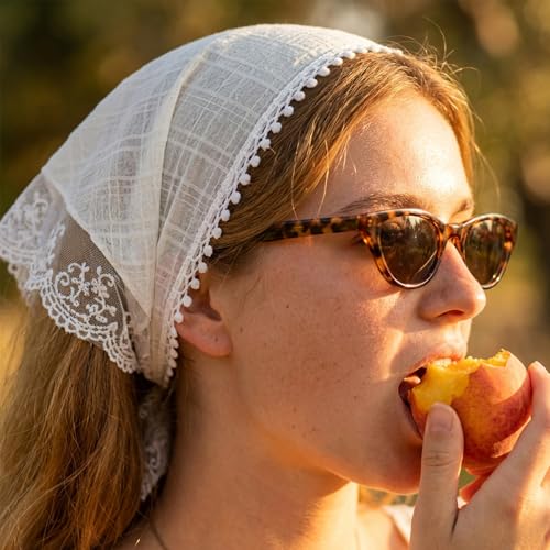 Dopenspi 3-Piece Boho Lace Triangle Head Scarf Hair Bandana