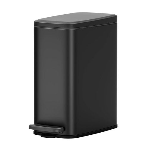Cesun Slim Bathroom Trash Can - 6L Stainless Steel Wastebasket with Soft Close Lid & Foot Pedal | Black