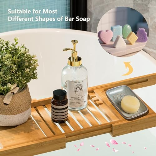 Gomakren Honeycomb Ceramic Soap Dish - Gray 5.5 Inch Tray
