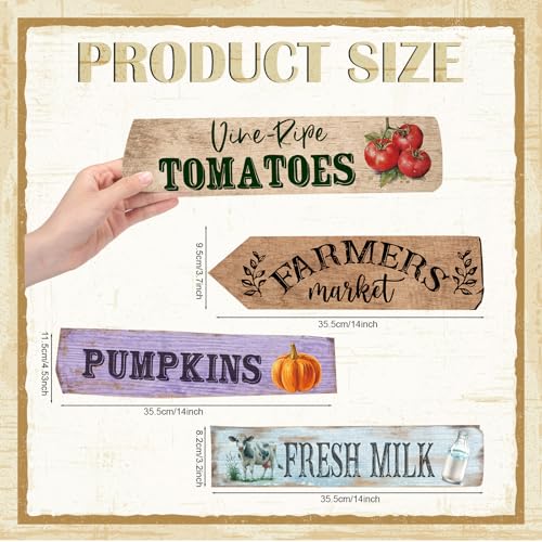 Farmers Market Directional Signs, 10-Pack Cardstock Party Decor, 14 Inch