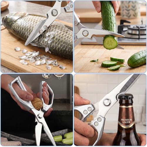 AskBed Heavy Duty Kitchen Scissors - Stainless Steel, Sharp & Ergonomic