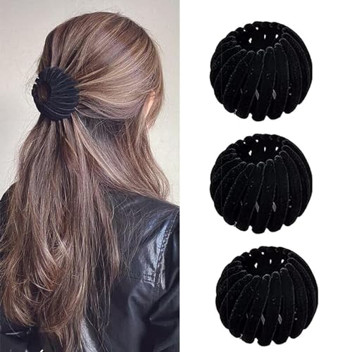 Aweoisa 3PCS Velvet Bird Nest Hair Clips Adjustable Expandable Hair Bun Makers