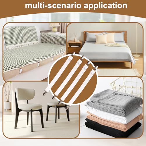 Adjustable Bed Sheet Straps with Anti-Slip Corner Clips - 4 Pack