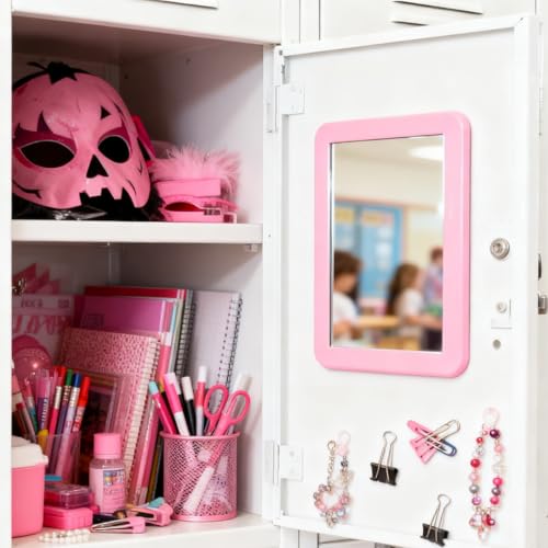 5x7 Real Glass Magnetic Locker Mirror - Pink Decor Accessory